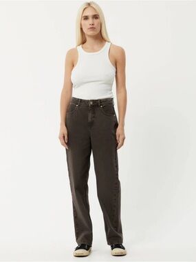 Afends Shelby Organic Denim Wide Leg Jean Long / Faded Coffee Size 30